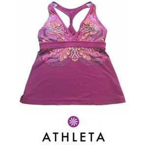 Athleta Razorback Peacock Print Tank Top